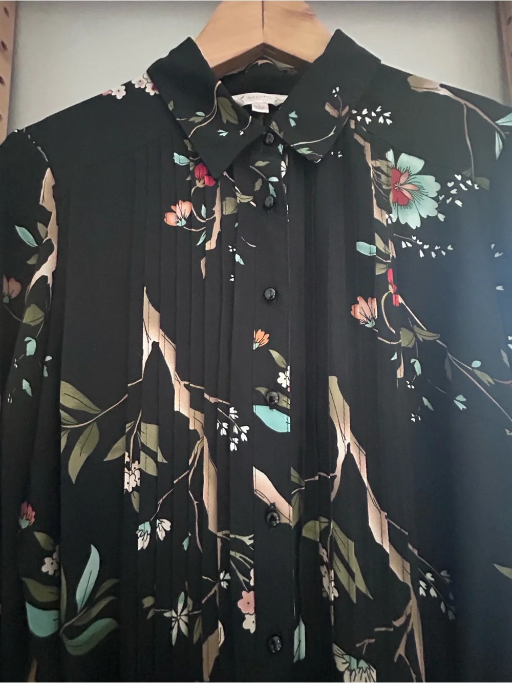 Nanette Lepore Black Floral Long-Sleeve Fit & Flare Midi Dress Size 6 - Picture 5 of 11